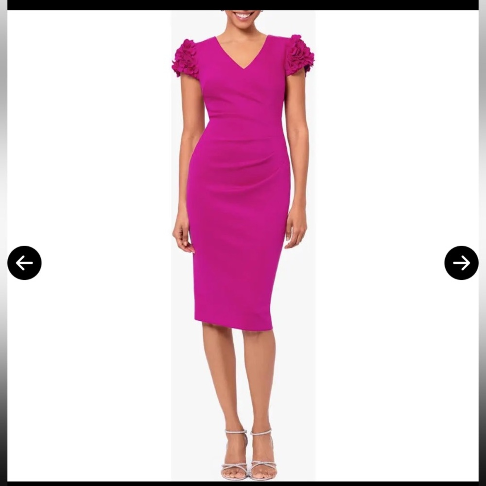 Xscape Women's Fuchsia Floral Sleeve Mini Dress